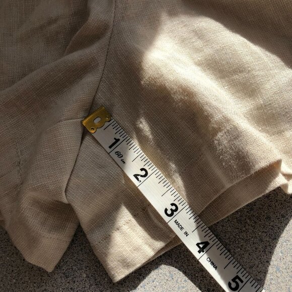 Ophelia Roe Linen Shorts Women Large Beige Paper Bag Waist Belt Lined NWT - Picture 6 of 6